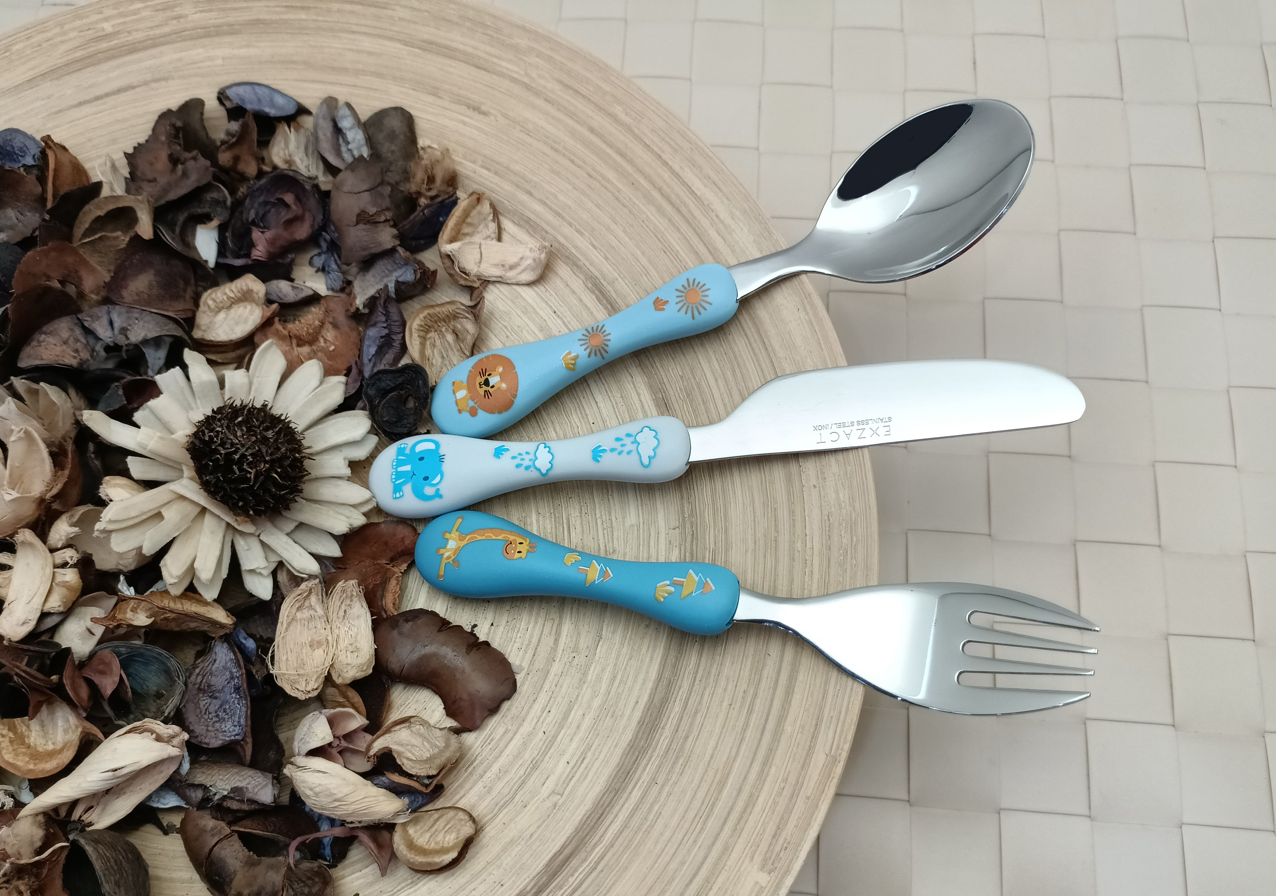 Exzact Children's Cutlery Stainless Steel 6pcs (Safari x 6)