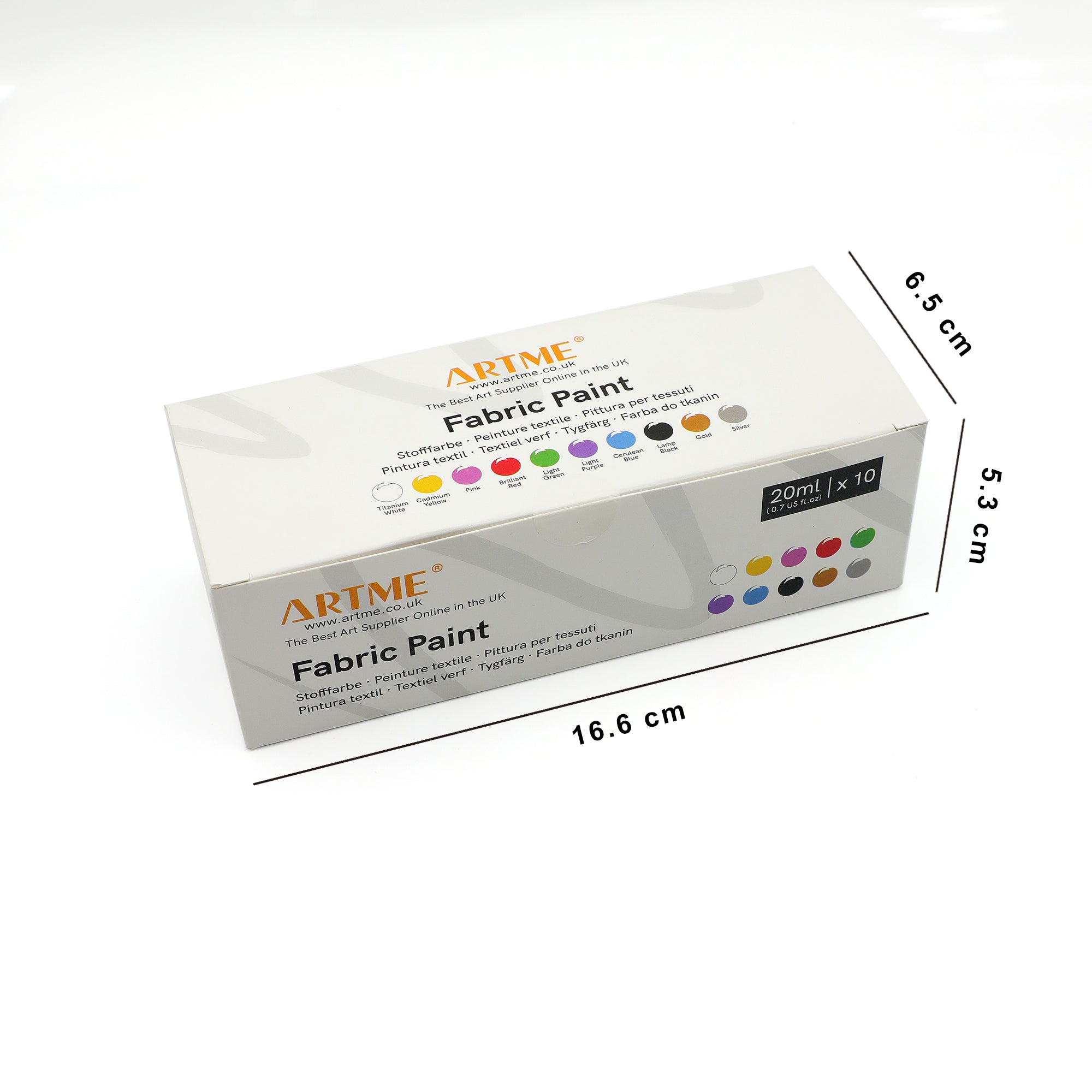 Artme Fabric Paint Set 10 Colours 20ml x10 - Wash-Safe