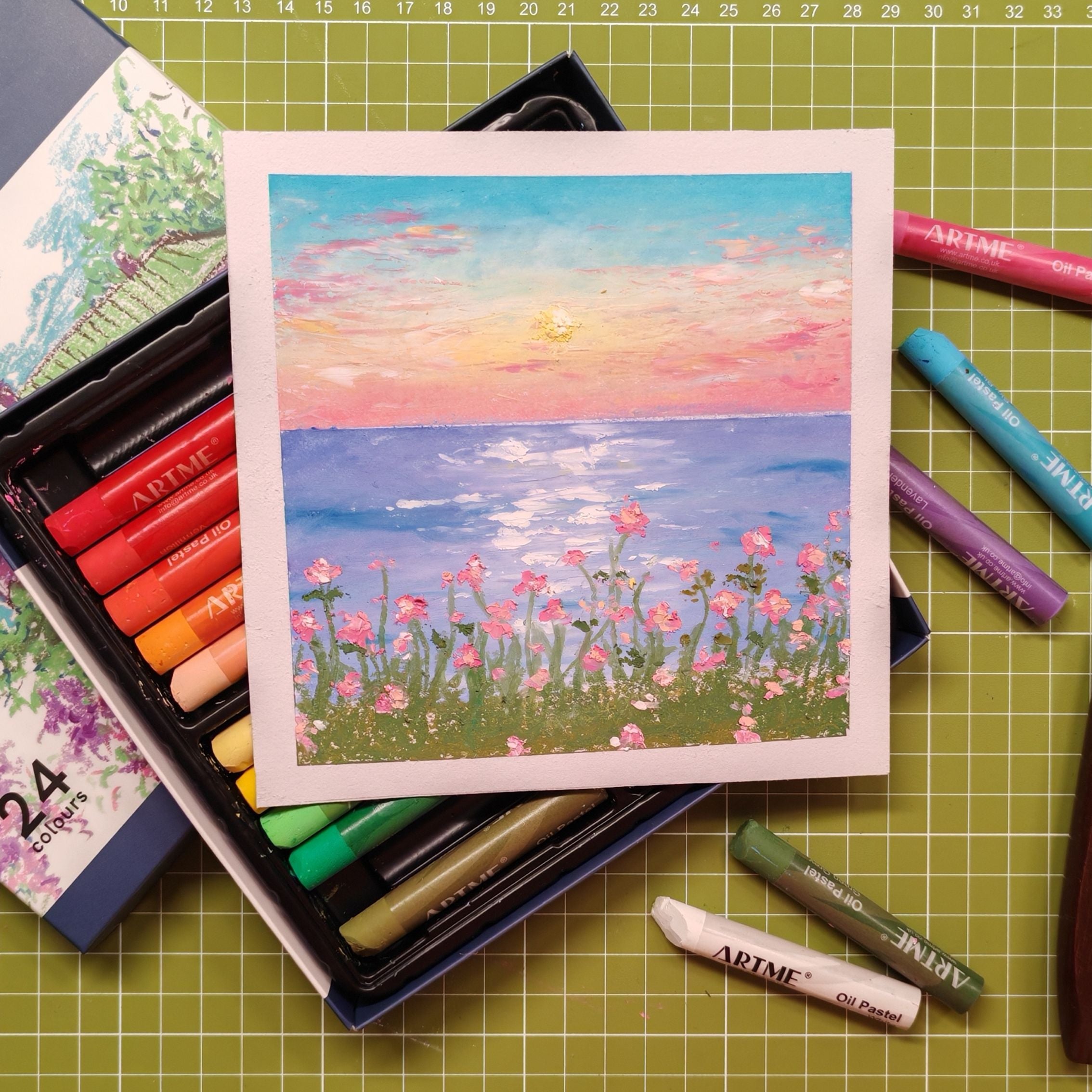 Artme Oil Pastel Paint Sticks 24 Assorted Vibrant Colours for Canvas & Paper