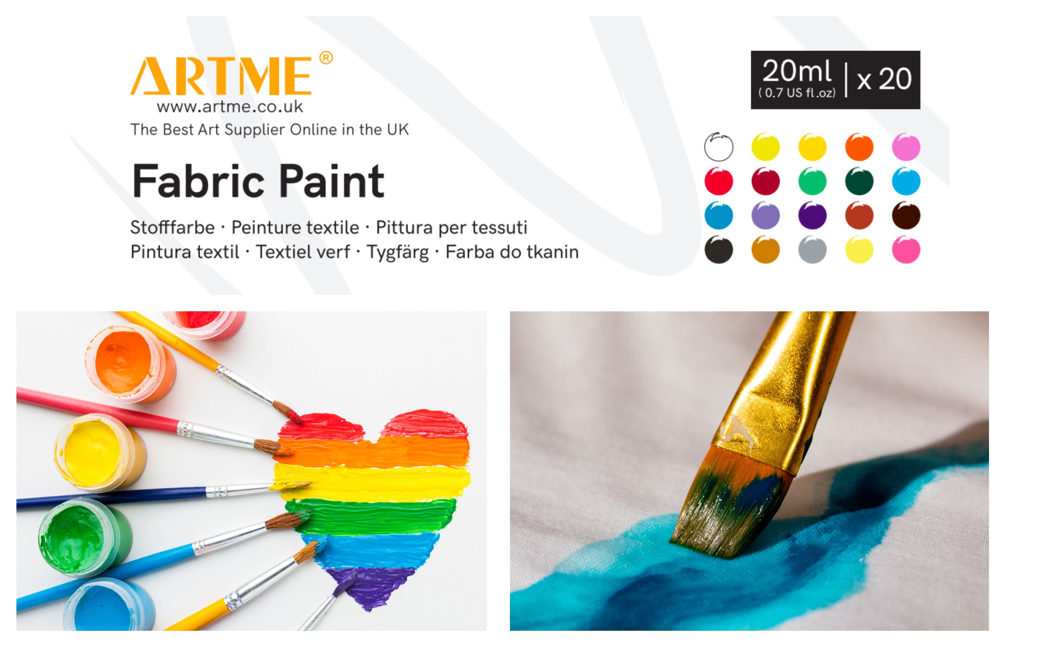Artme Fabric Paint Set 20 Colours 20ml x 20 - Wash-safe