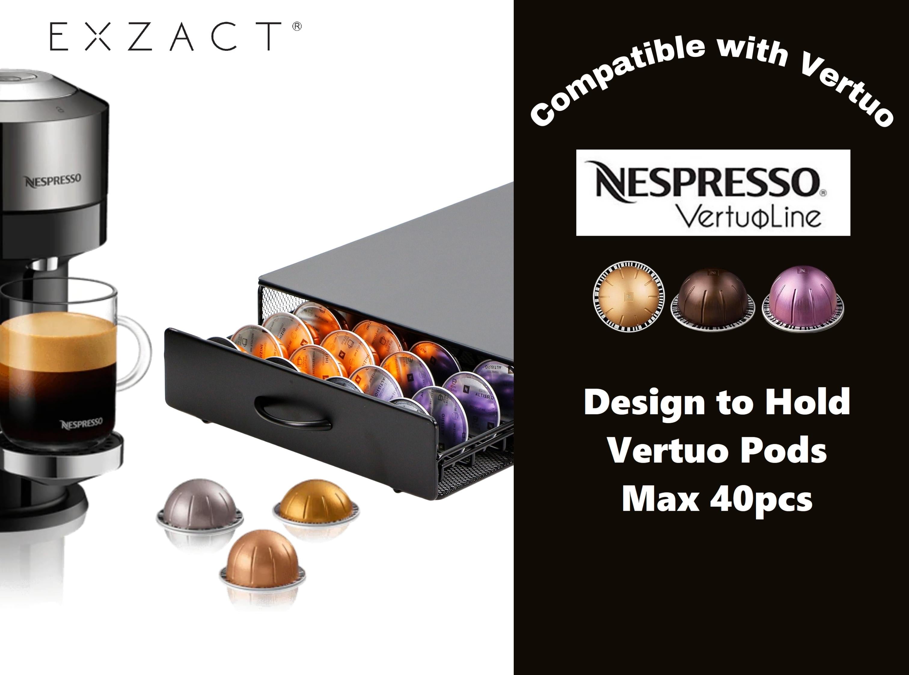 EXZACT Coffee Capsule Drawer Compatible with Vertuo,Max Capacity 40 Pod