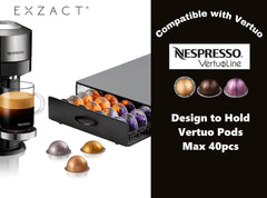 EXZACT Coffee Capsule Drawer Compatible with Vertuo,Max Capacity 40 Pod