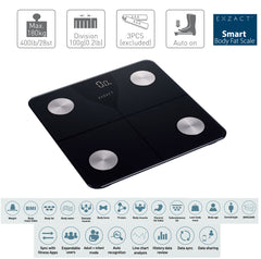 EXZACT Smart Digital Bathroom Scale – Bluetooth iOS/Android, 180kg, Body Fat
