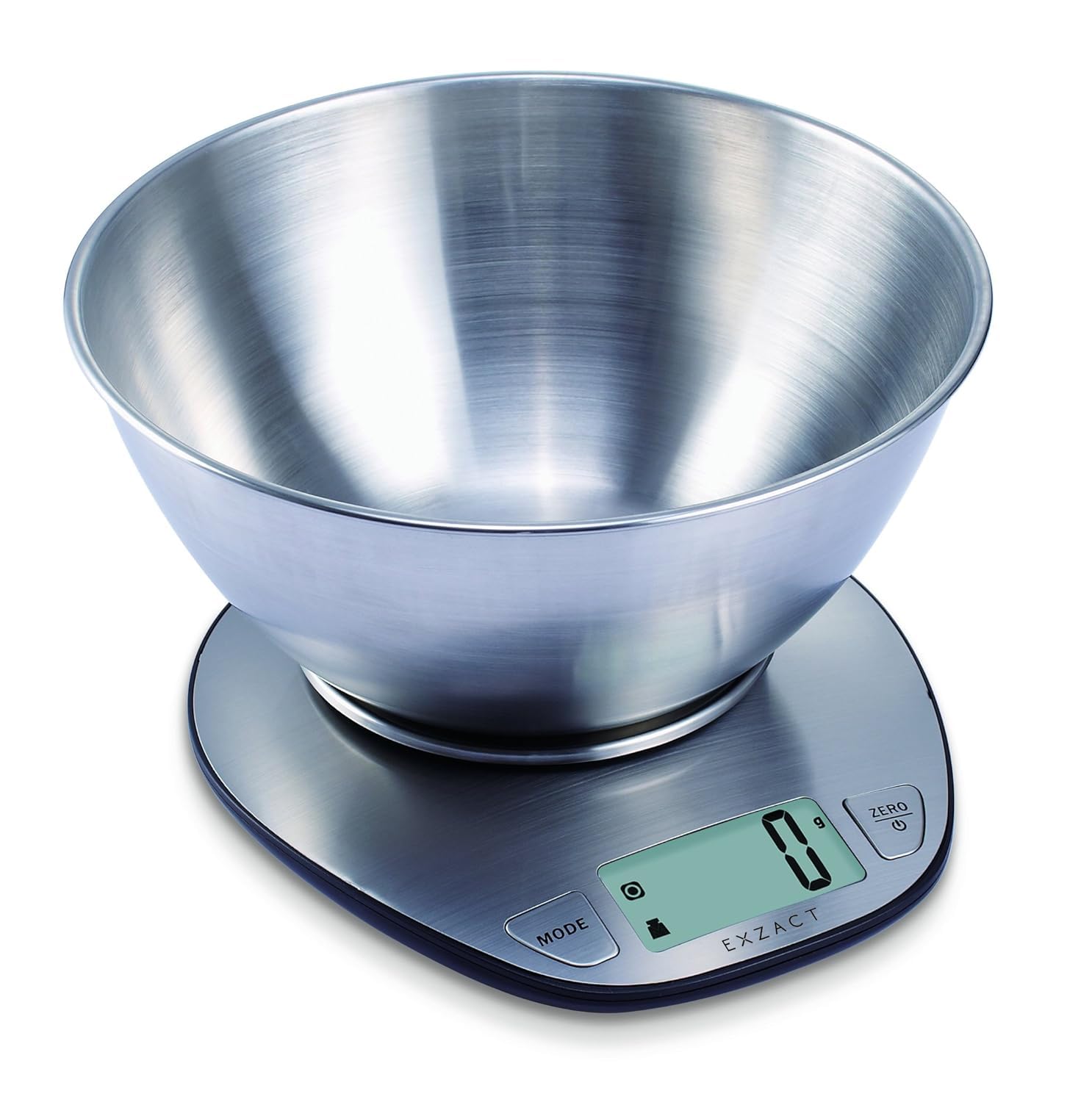 Exzact Digital Kitchen Scale with a Mixing Bowl Stainless Steel