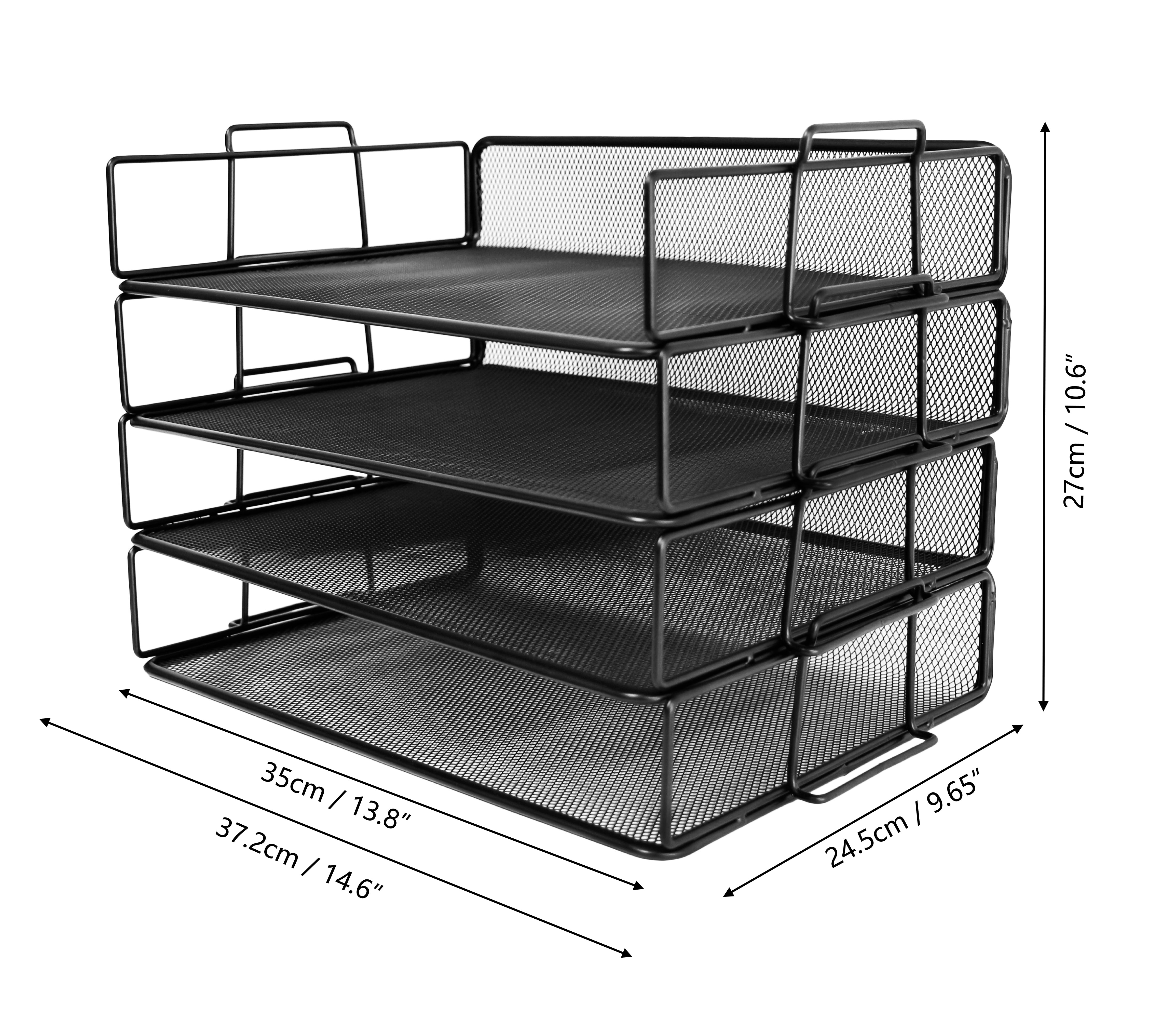 EXERZ Stackable Paper Sorters Letter Tray 4pcs, 4-Tier