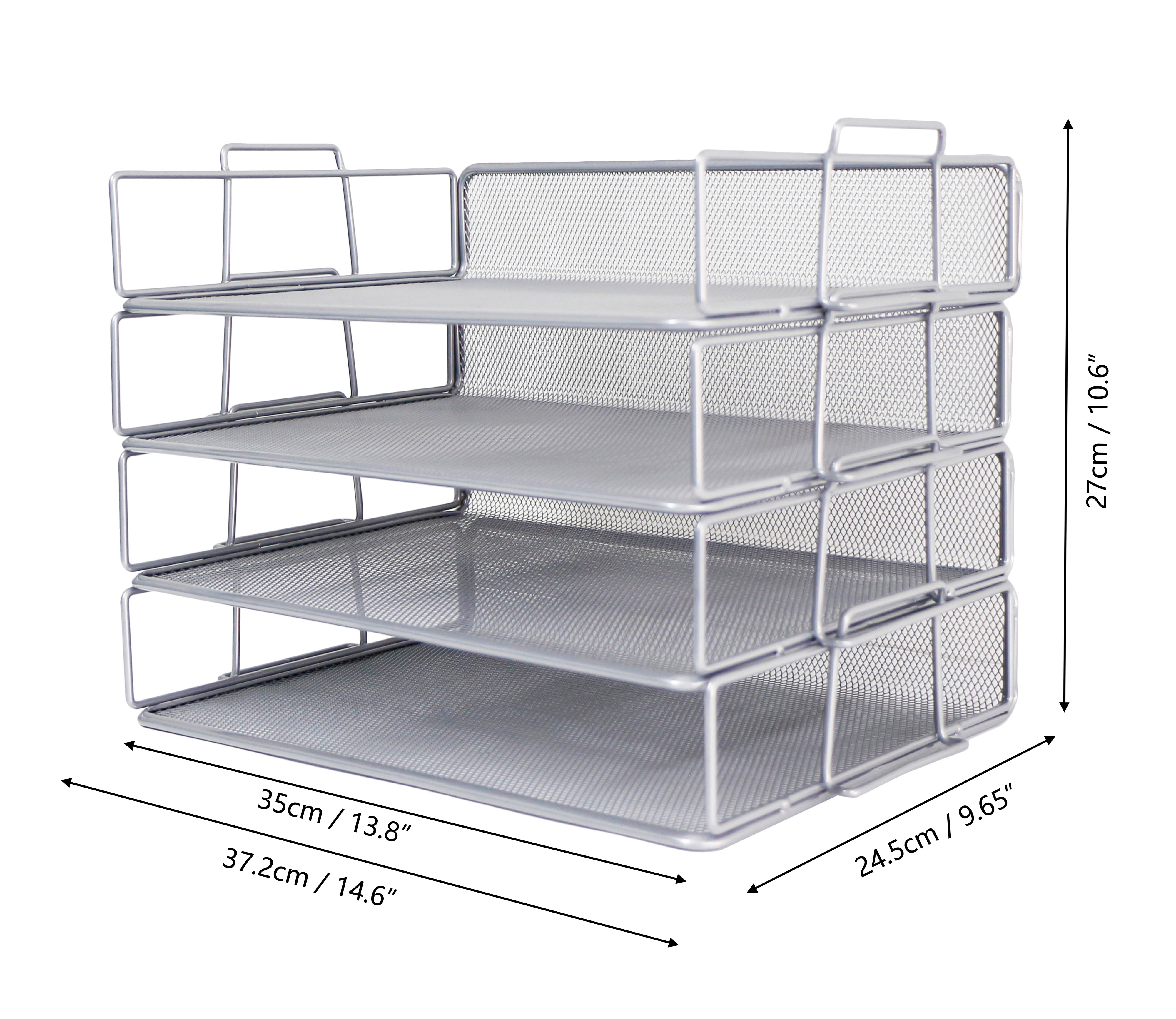 EXERZ Stackable Paper Sorters Letter Tray 4pcs, 4-Tier