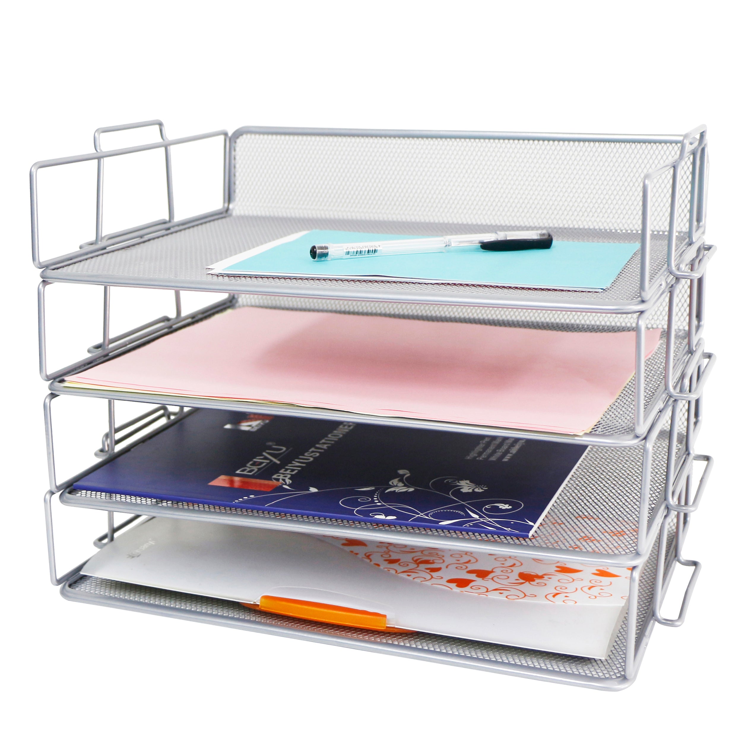 EXERZ Stackable Paper Sorters Letter Tray 4pcs, 4-Tier