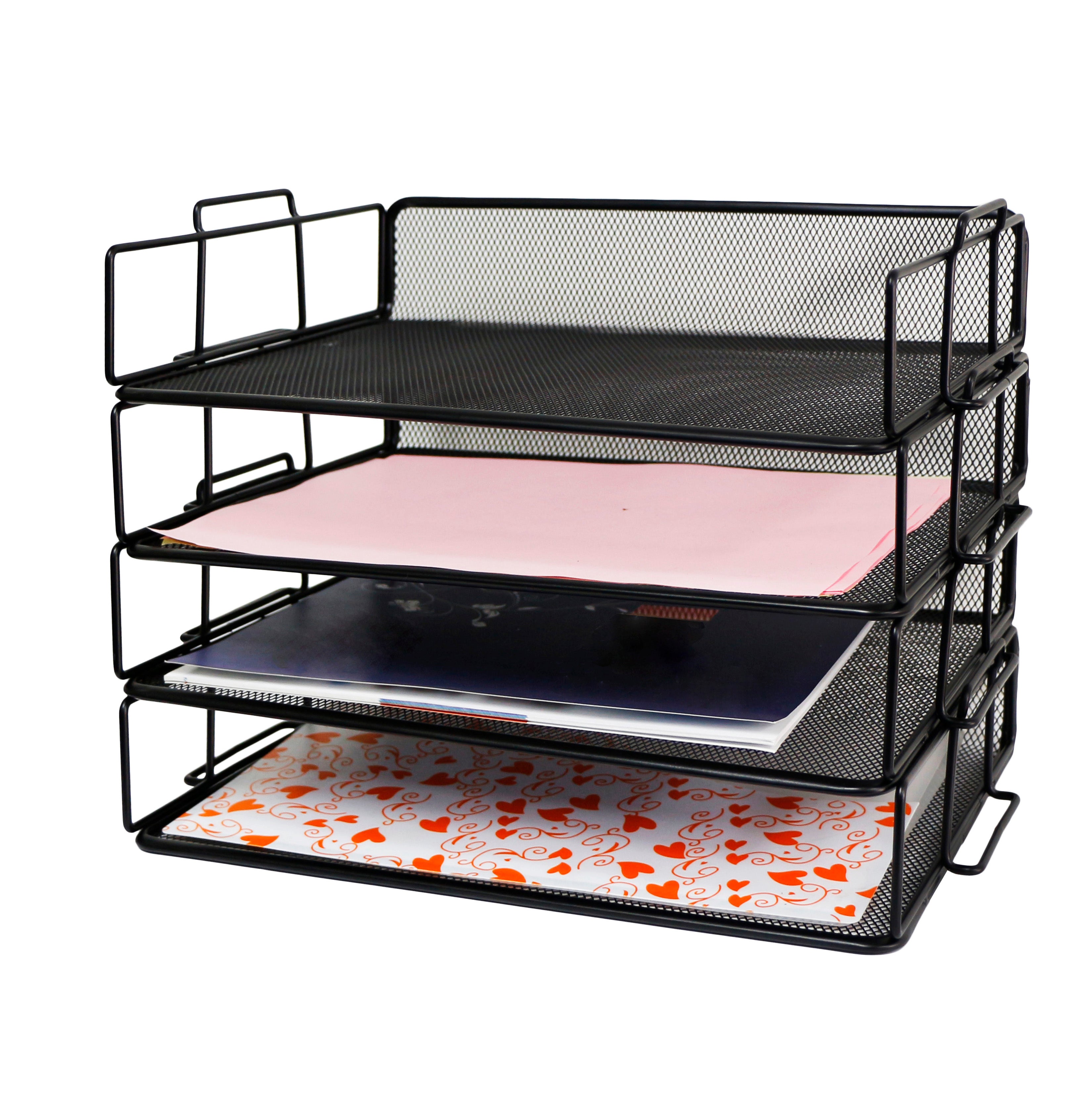 EXERZ Stackable Paper Sorters Letter Tray 4pcs, 4-Tier