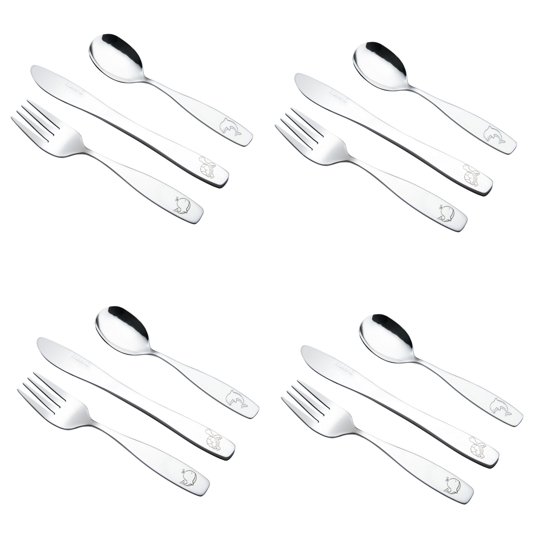 Exzact Children's Cutlery 12pcs Set Stainless Steel/Kids Cutlery