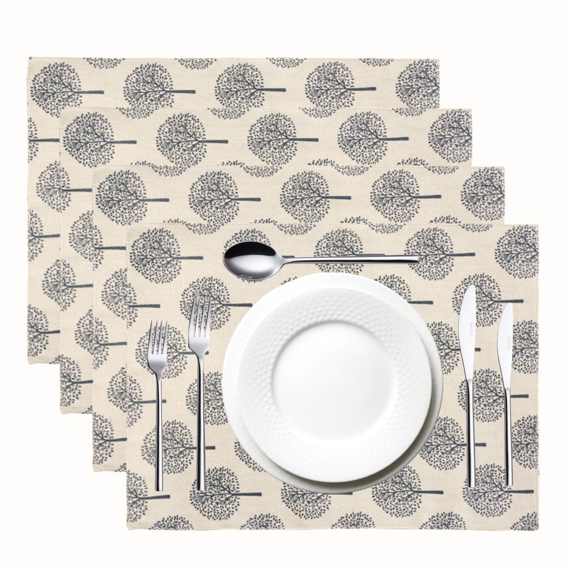 CosyAurora Mulberry Trees Linen Placemats, Set of 4, 30 x 40 cm