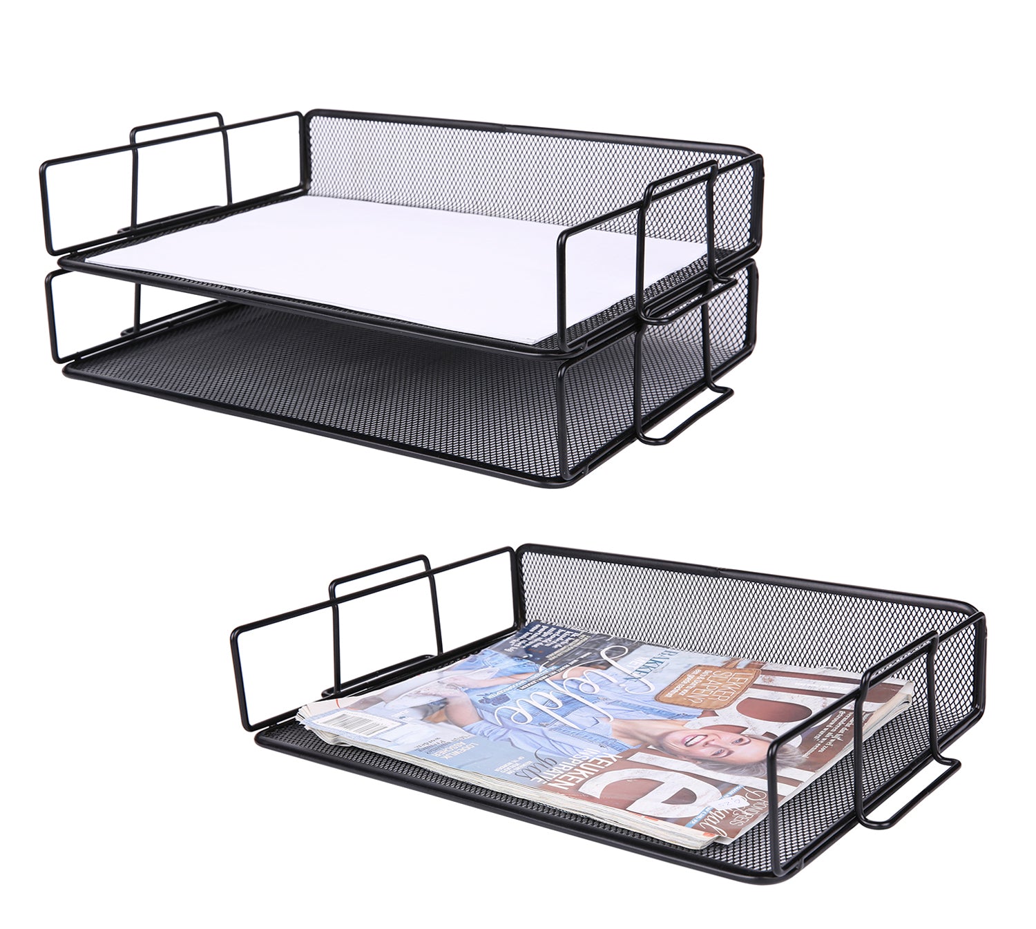 EXERZ Stackable Paper Sorters – 2pcs, 2-Tier Desk Organiser, Office/Home