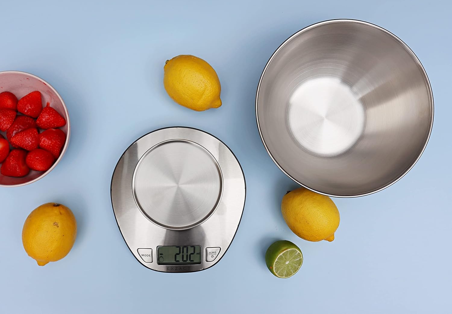 Exzact Digital Kitchen Scale with a Mixing Bowl Stainless Steel