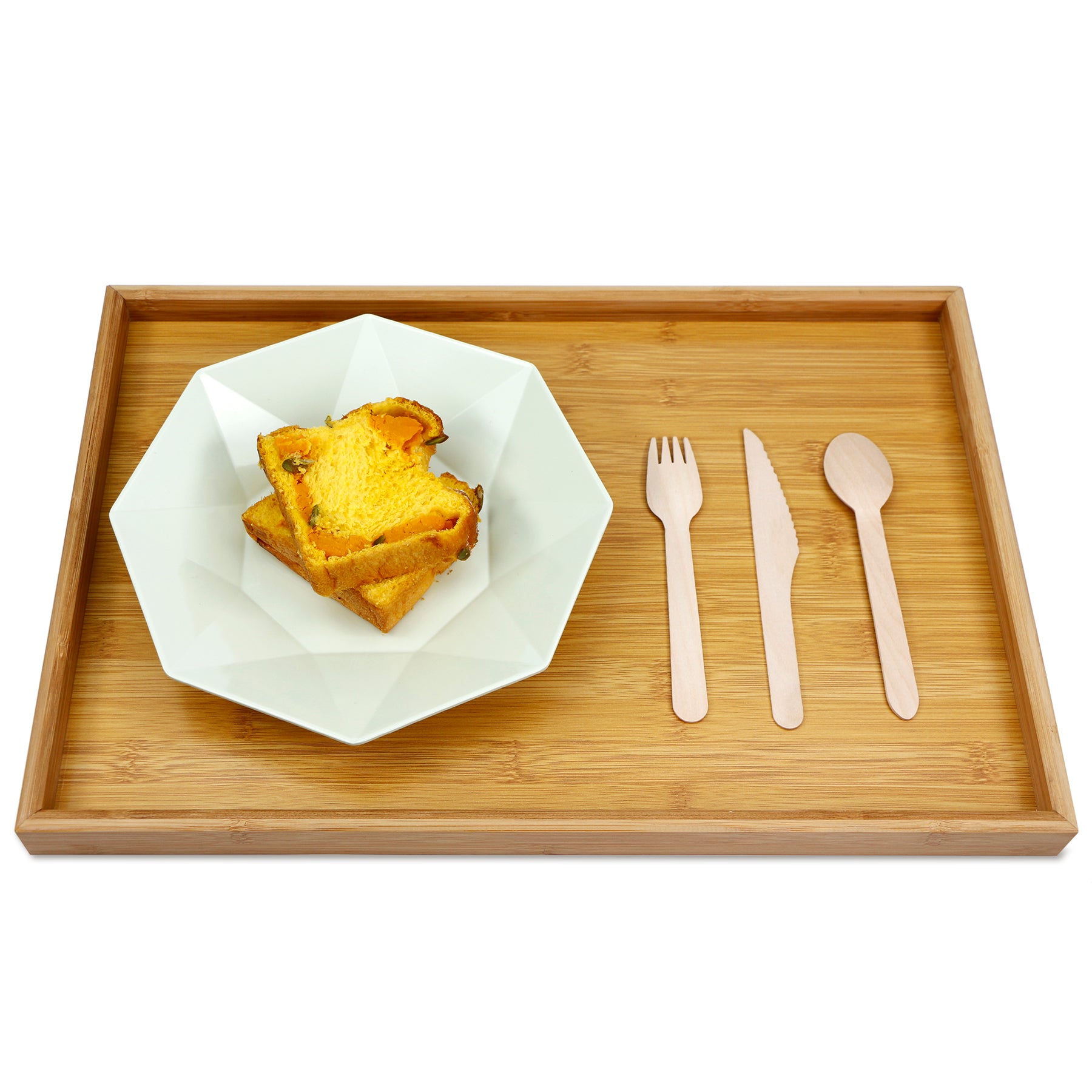 EXZACT Disposable Wooden Cutlery 150 Pieces - Party Forks Knives & Spoons