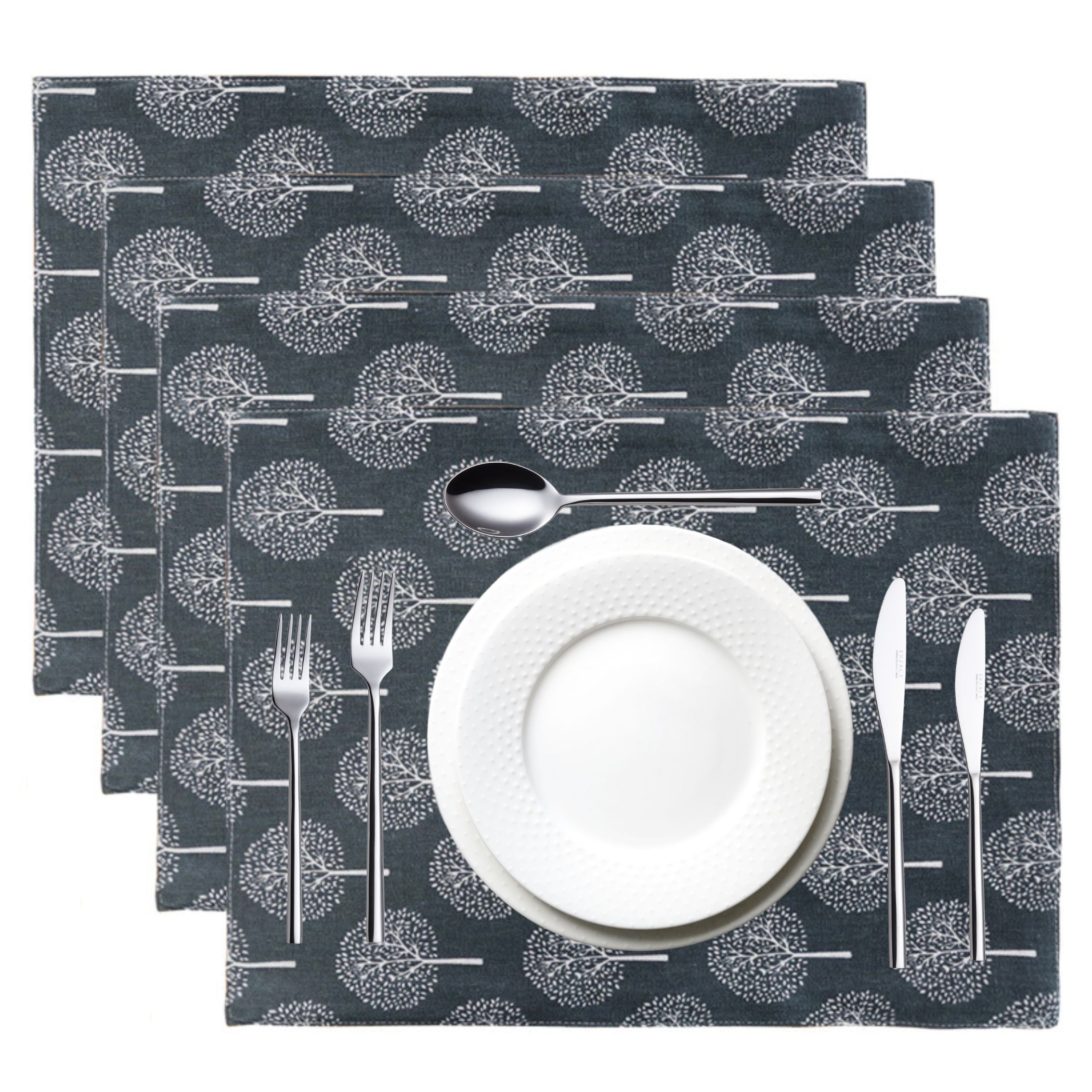 CosyAurora Mulberry Trees Linen Placemats, Set of 4, 30 x 40 cm