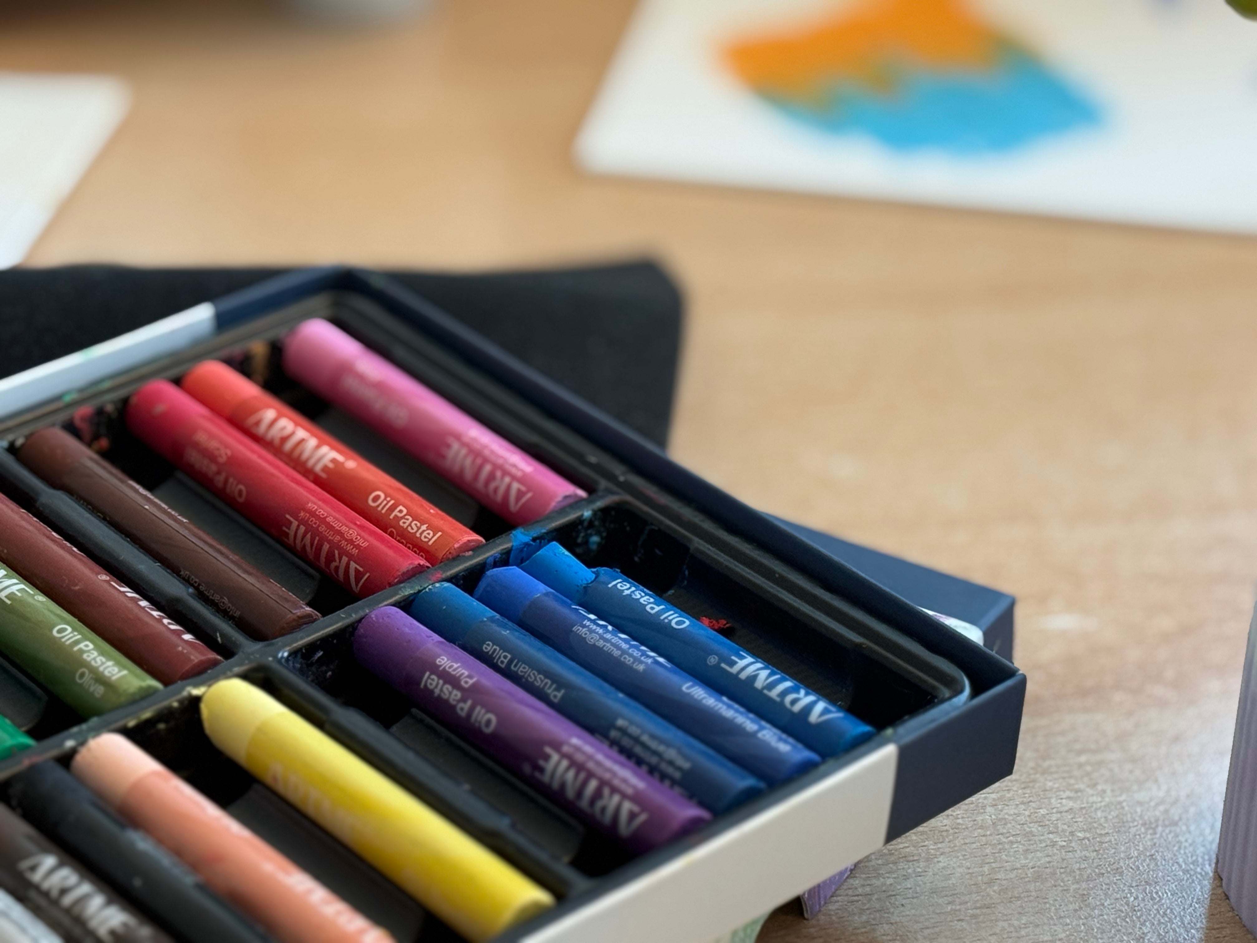 Artme Oil Pastel Paint Sticks 24 Assorted Vibrant Colours for Canvas & Paper