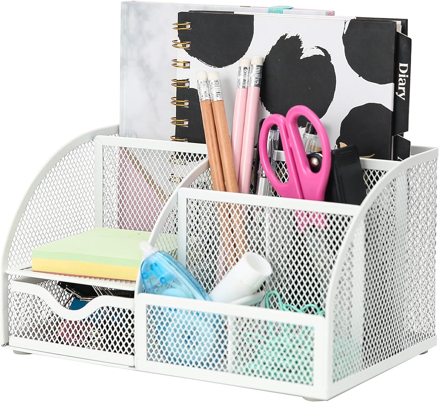 EXERZ Mesh Desk Organiser – 7 Compartments, Multifunctional Pencil Holder