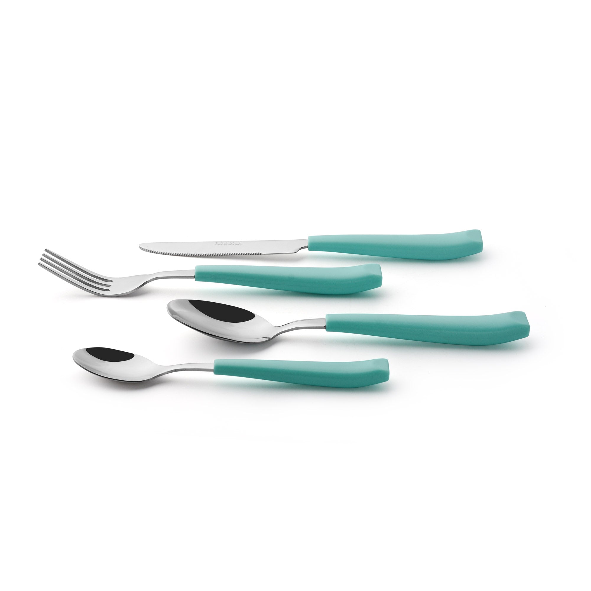 EXZACT Cutlery Set 16PCS - Stainless Steel with Plastic Wide Handles