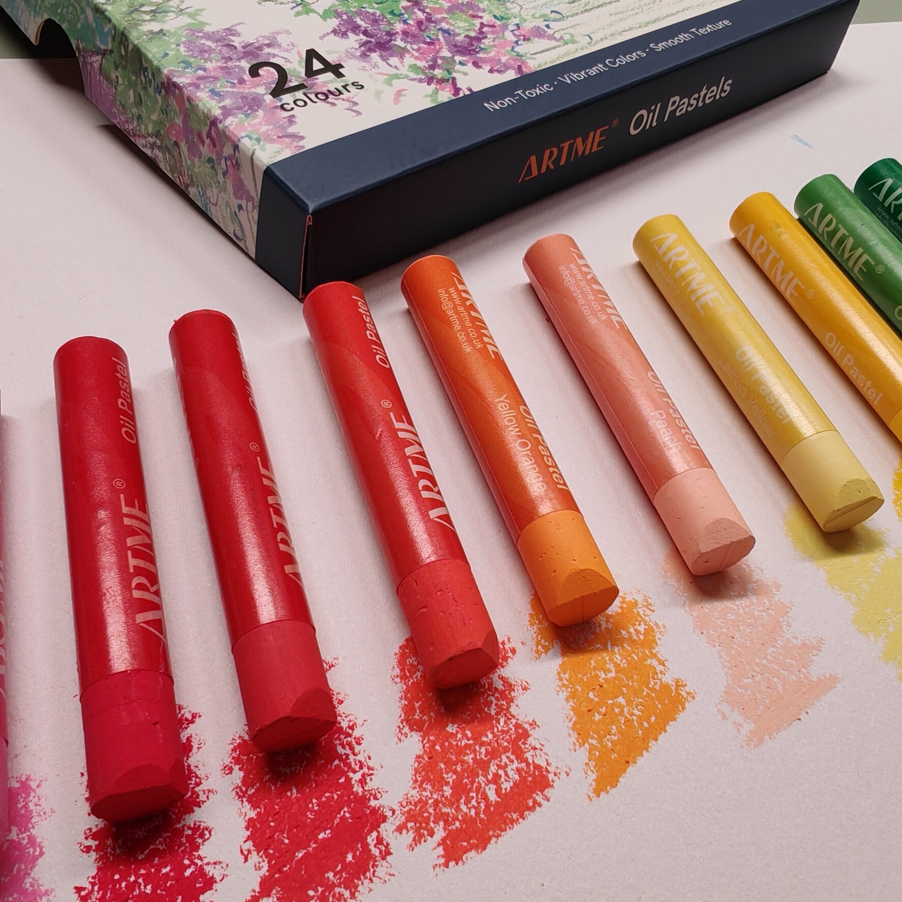 Artme Oil Pastel Paint Sticks 24 Assorted Vibrant Colours for Canvas & Paper