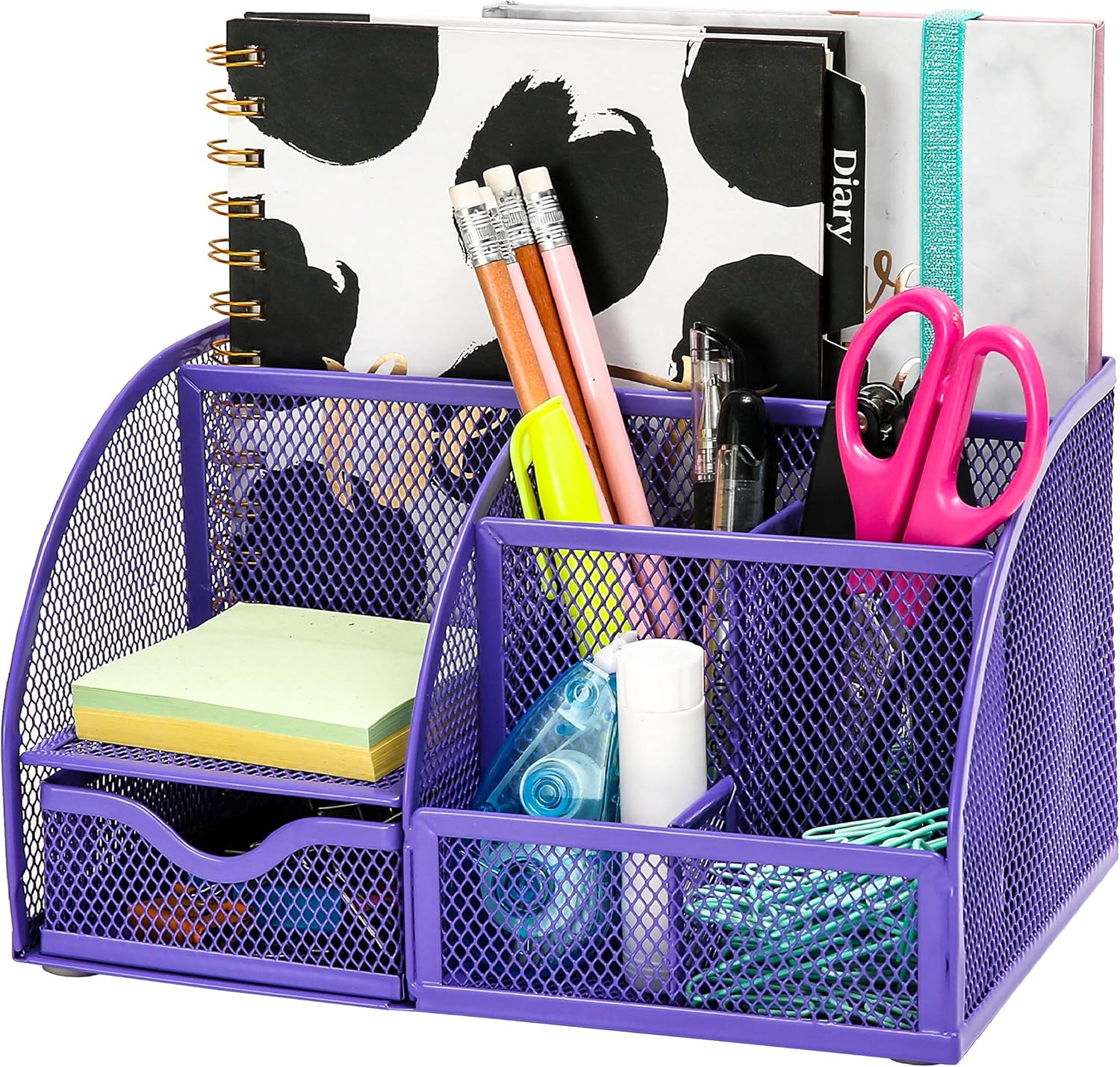 EXERZ Mesh Desk Organiser – 7 Compartments, Multifunctional Pencil Holder