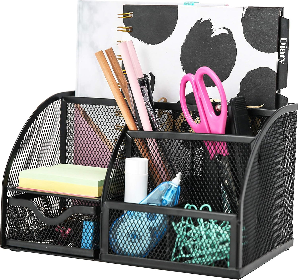 EXERZ Mesh Desk Organiser – 7 Compartments, Multifunctional Pencil Holder