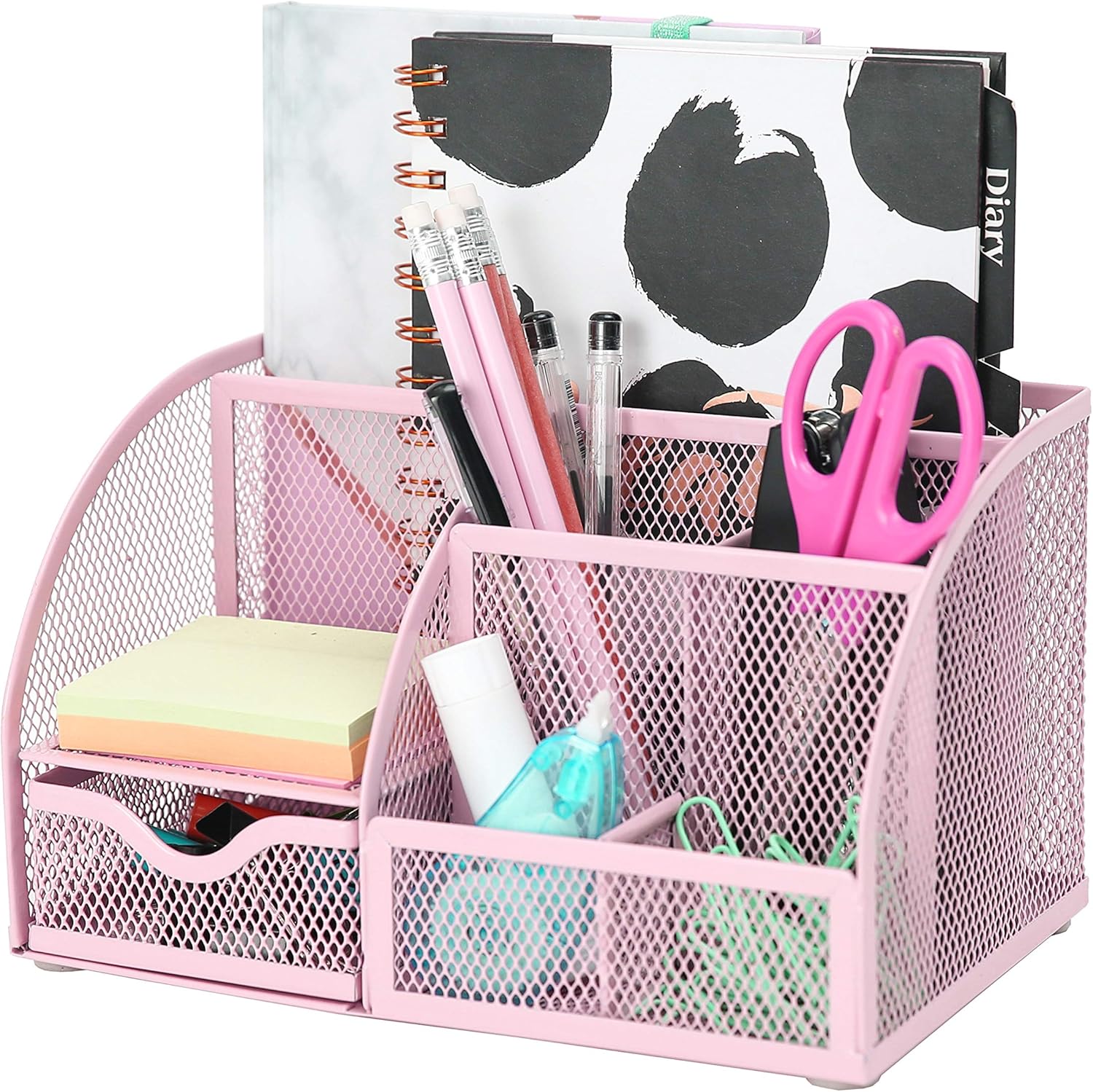 EXERZ Mesh Desk Organiser – 7 Compartments, Multifunctional Pencil Holder