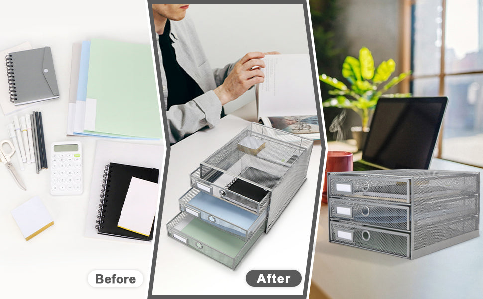EXERZ Paper Sorter 3 Tier Drawers A4 / Multifunctional Desk Organiser/Letter Tray