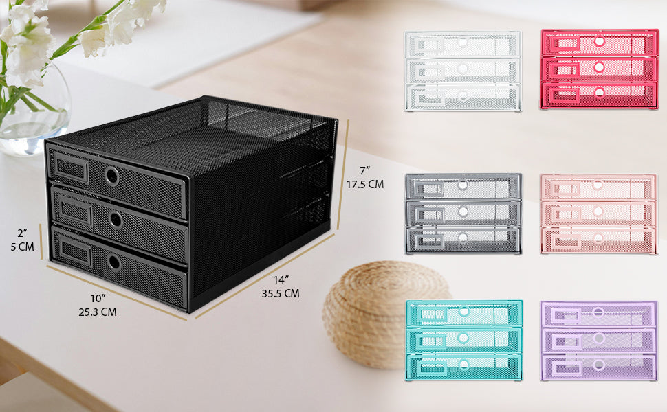 EXERZ Paper Sorter 3 Tier Drawers A4 / Multifunctional Desk Organiser/Letter Tray