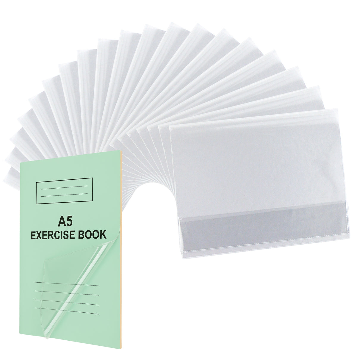 EXERZ A5 Exercise Book Covers 20 Pack Clear PVC for Notebooks