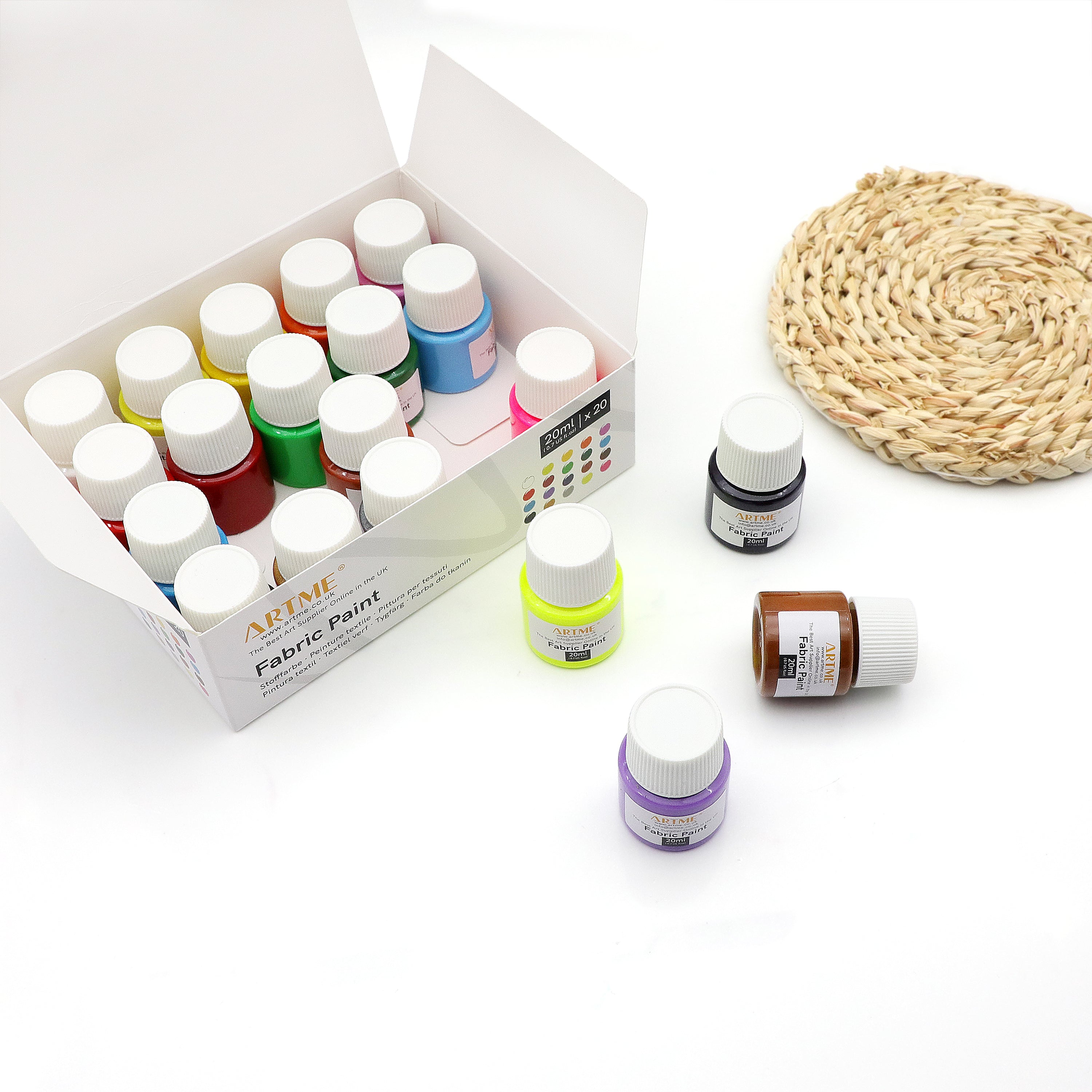 Artme Fabric Paint Set 20 Colours 20ml x 20 - Wash-safe