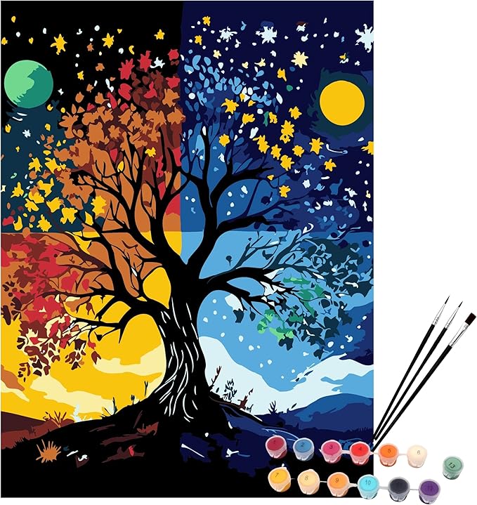 EXERZ Painting by Numbers Kit,30x40cm Canvas with Acrylic Pigment