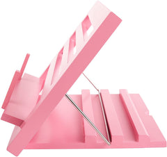 Exerz Cookbook Stand Wooden Bookrest Cookery Recipe Holder Reading Rest  (PINK)