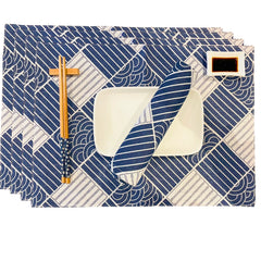 CosyAurora Placemats 30 x 40 cm Navy Blue Ocean Waves for Dining Table, Set of 4