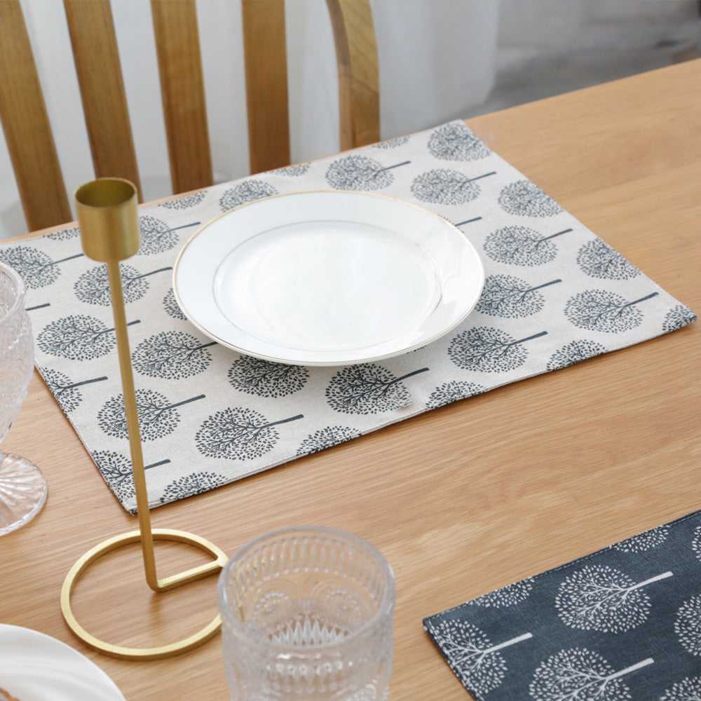 CosyAurora Mulberry Trees Linen Placemats, Set of 4, 30 x 40 cm