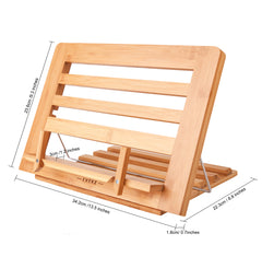 Exerz Cookbook Stand Bamboo Bookrest Cookery Recipe Holder Reading Rest