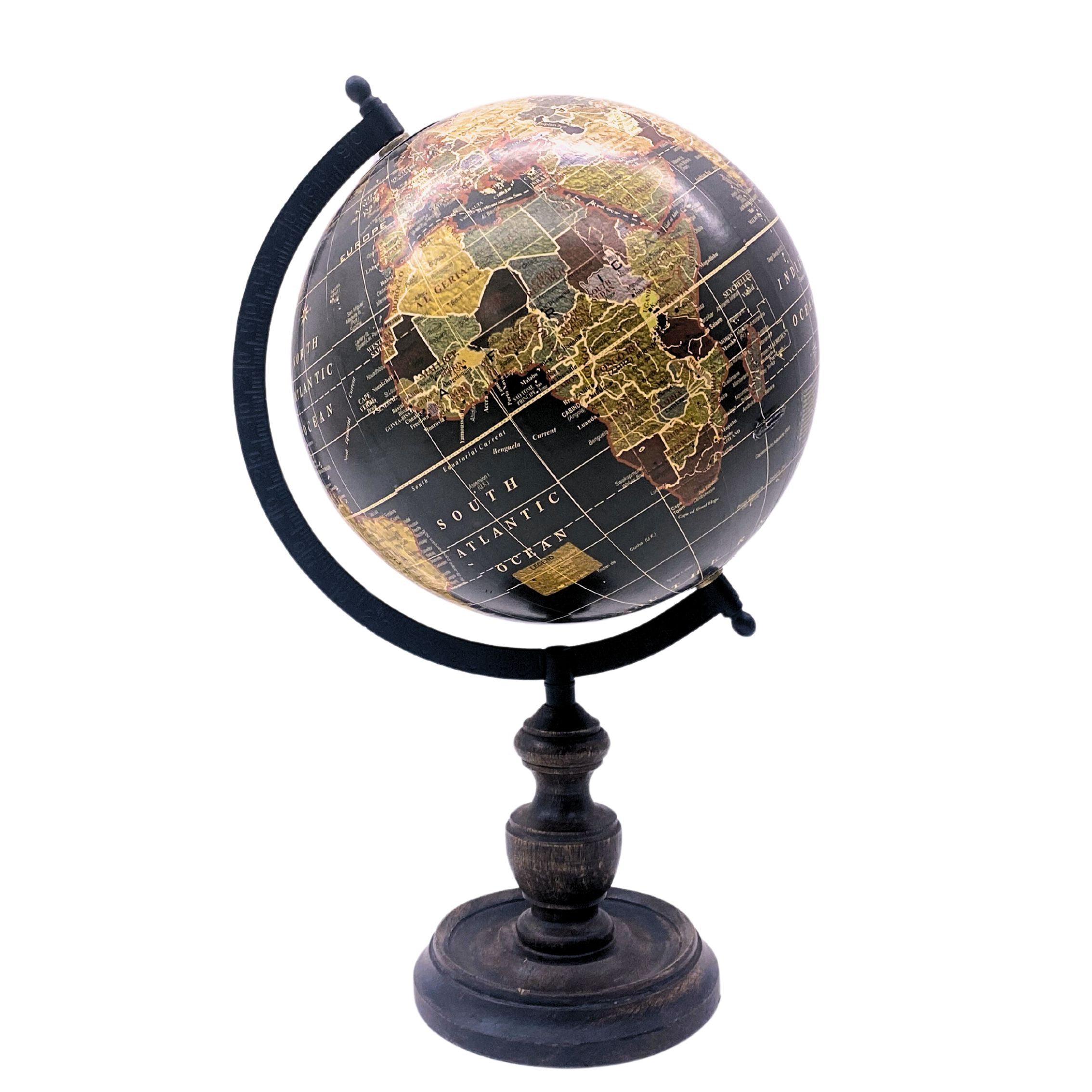 EXERZ Vintage Globe Black with a Wooden Base ,SI-7001