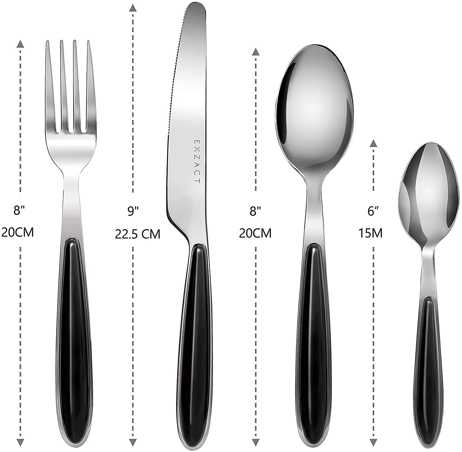 EXZACT Cutlery Set, Stainless Steel with Color Handles - EX07