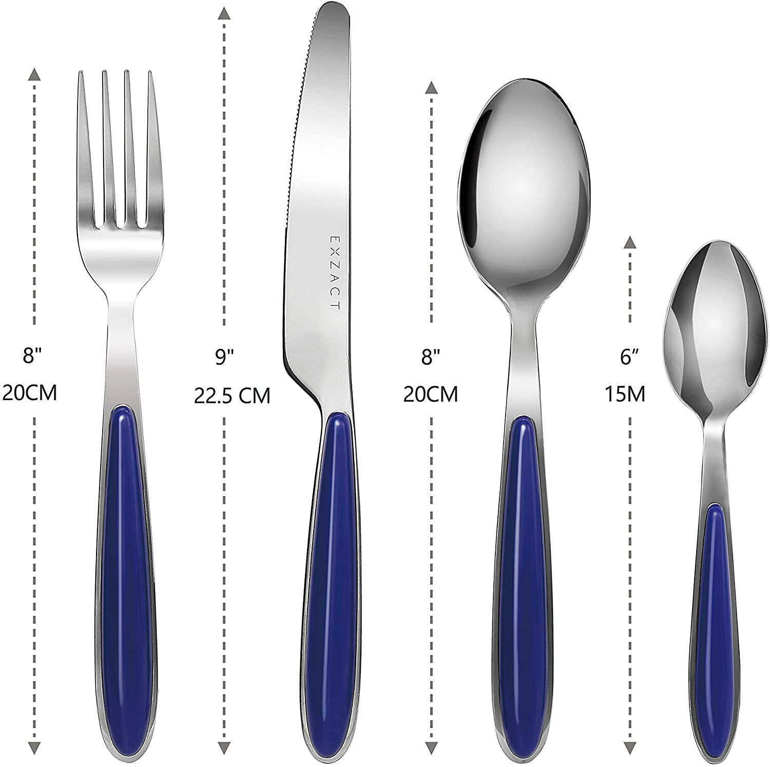 EXZACT Cutlery Set, Stainless Steel with Color Handles - EX07