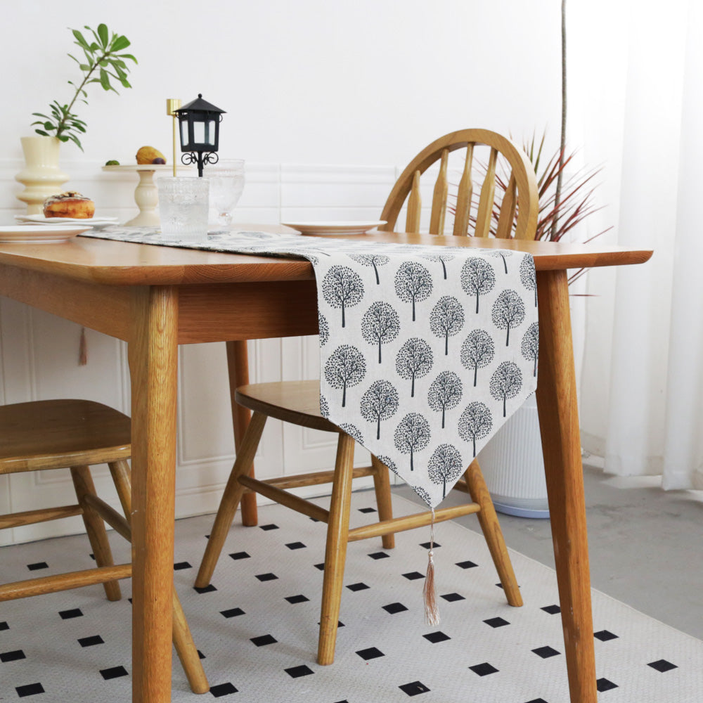 CosyAurora Mulberry Trees Linen Table Runner