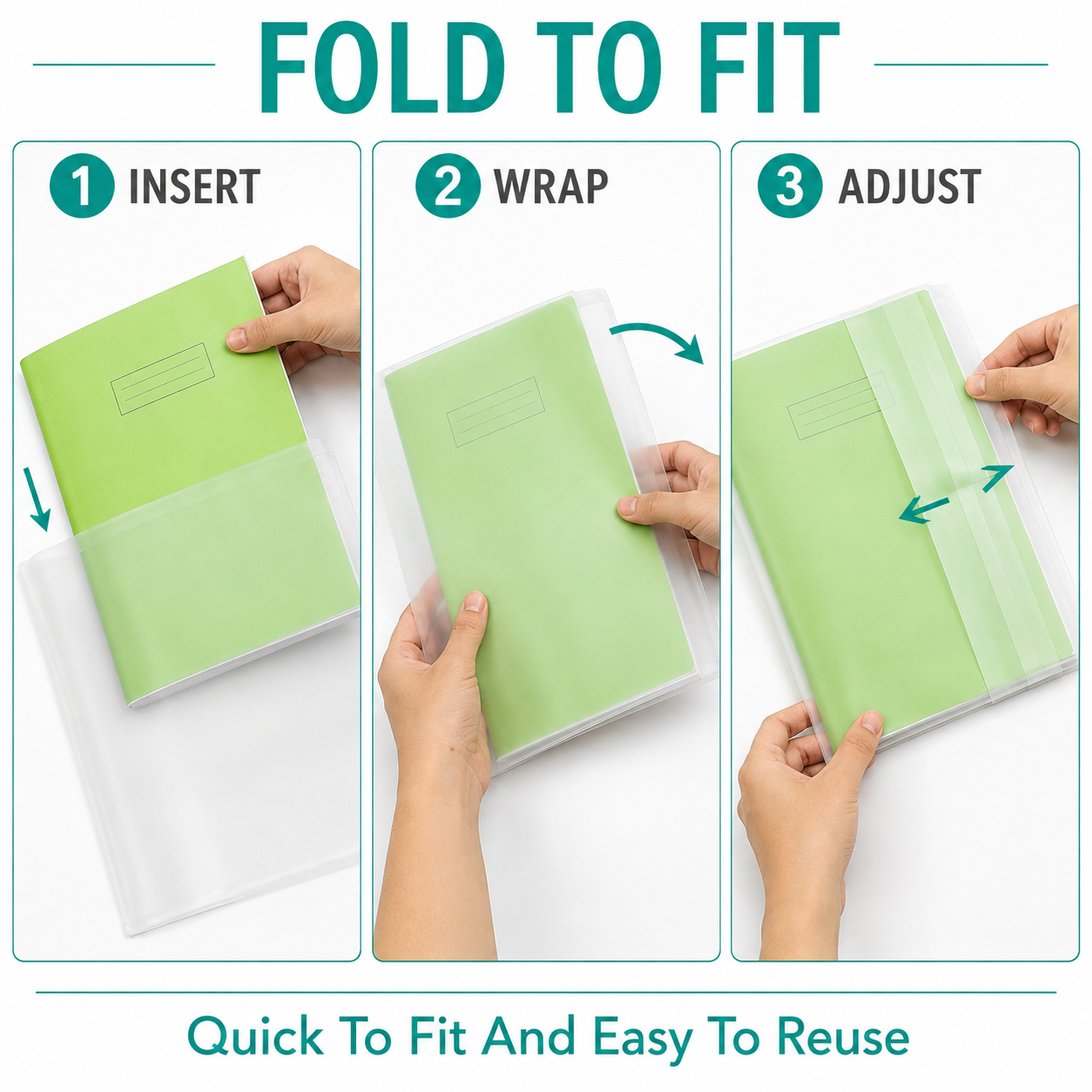 EXERZ A4 Book Covers 20 Pack Matt PVC Adjustable Sleeves for Notebooks