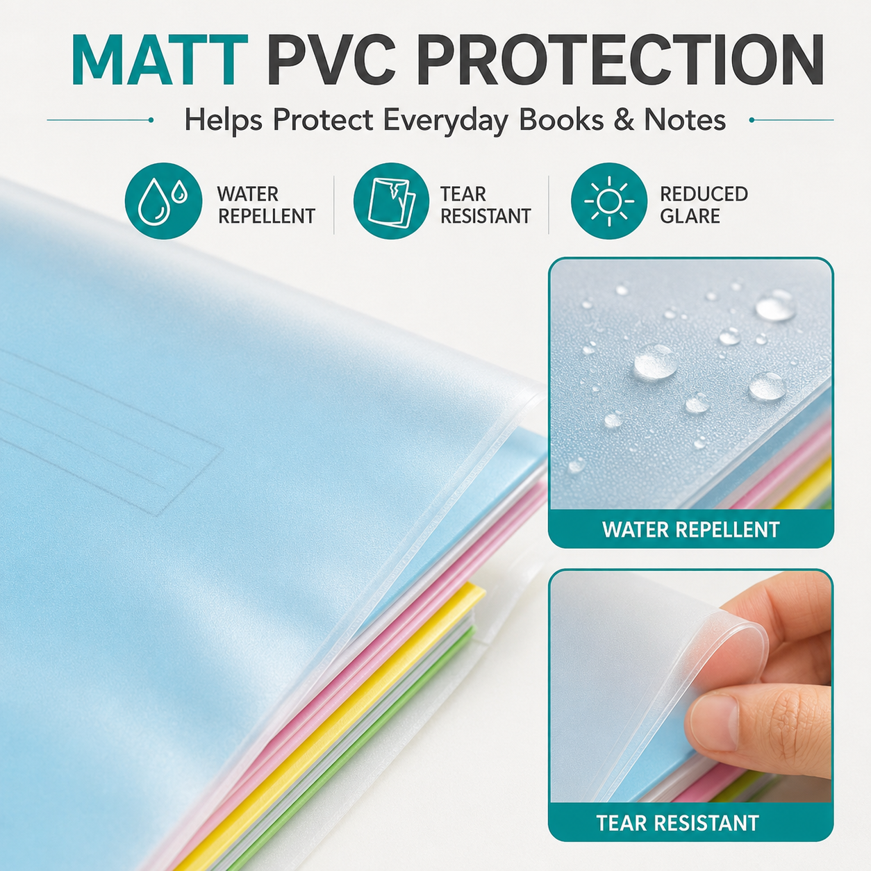 EXERZ A4 Book Covers 20 Pack Matt PVC Adjustable Sleeves for Notebooks
