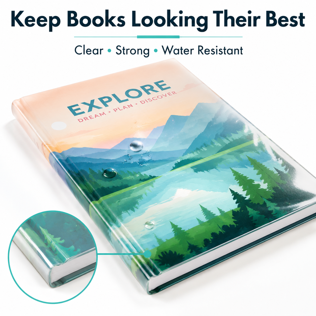 EXERZ Self Adhesive Book Cover Film 33cm x 10m Protective Roll Clear