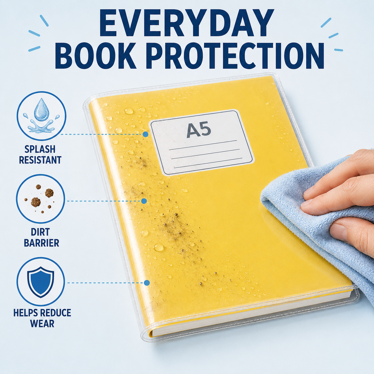 EXERZ A5 Exercise Book Covers 20 Pack Clear PVC for Notebooks