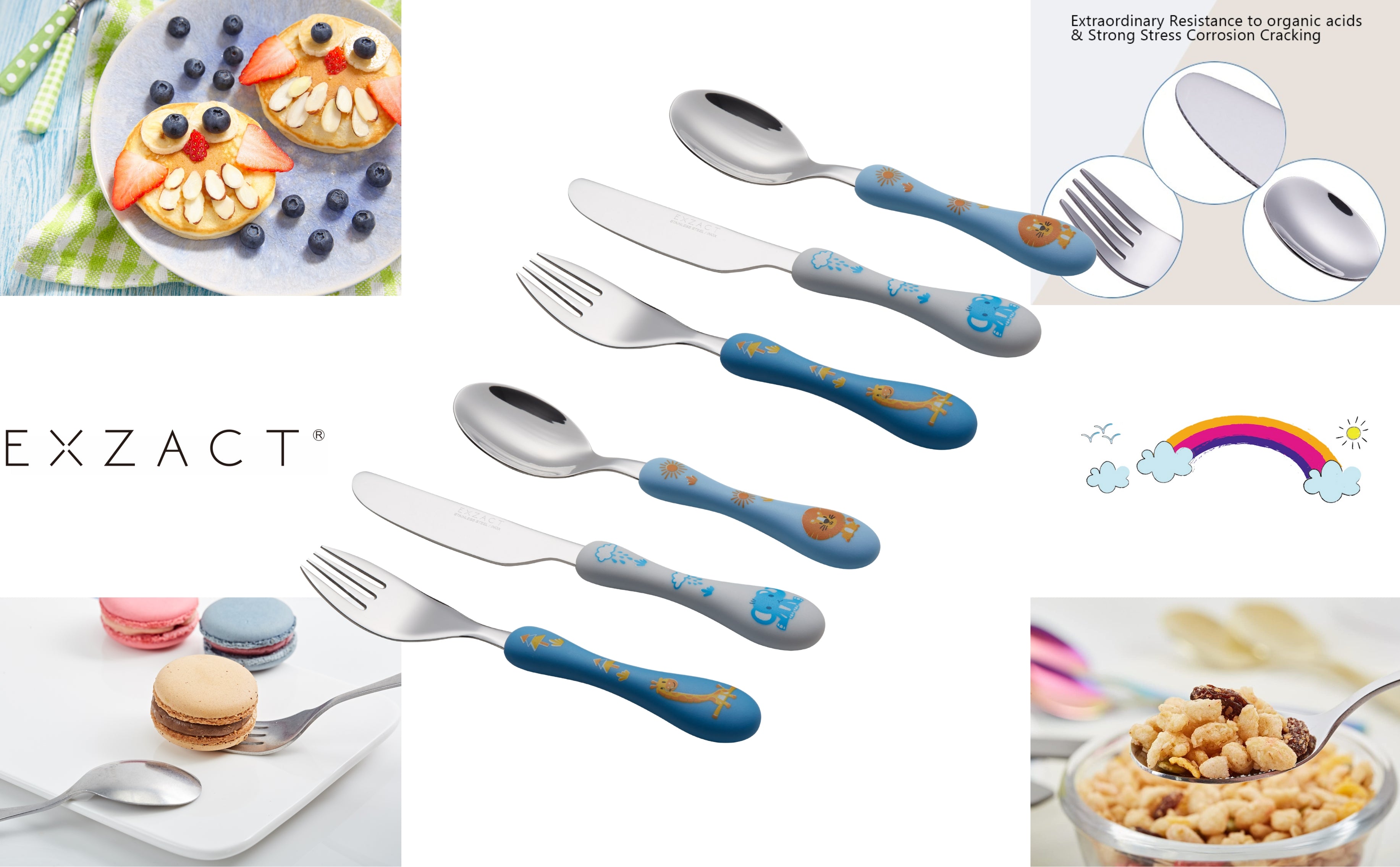 Exzact Children's Cutlery Stainless Steel 6pcs (Safari x 6)