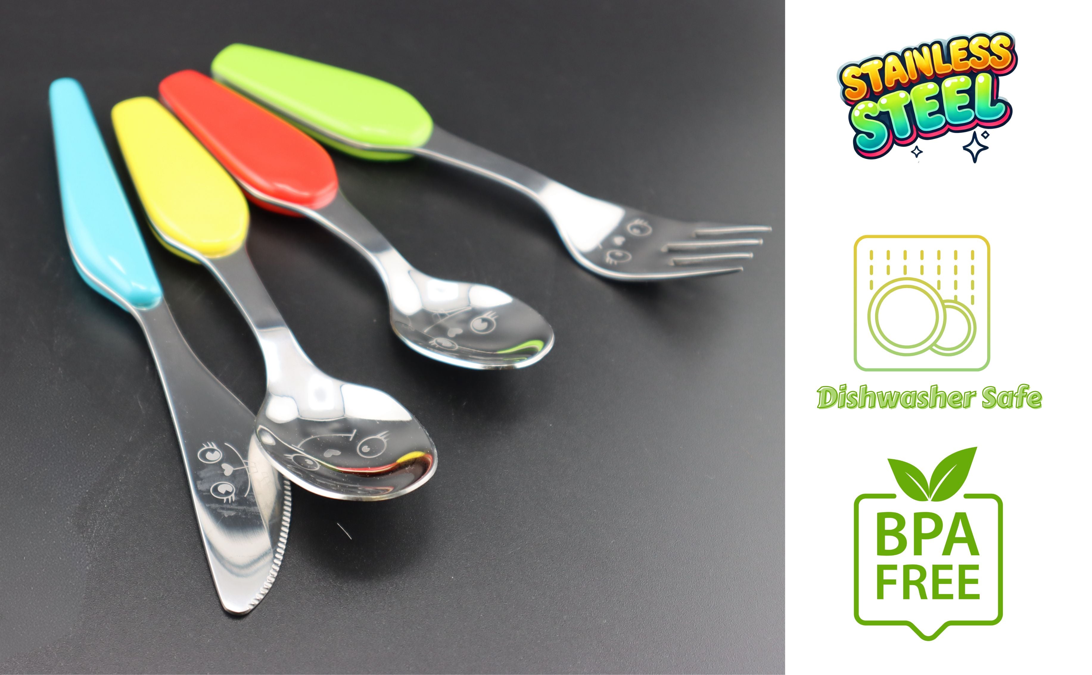 Exzact Childrens Cutlery 4pcs Stainless Steel/Kids Cutlery