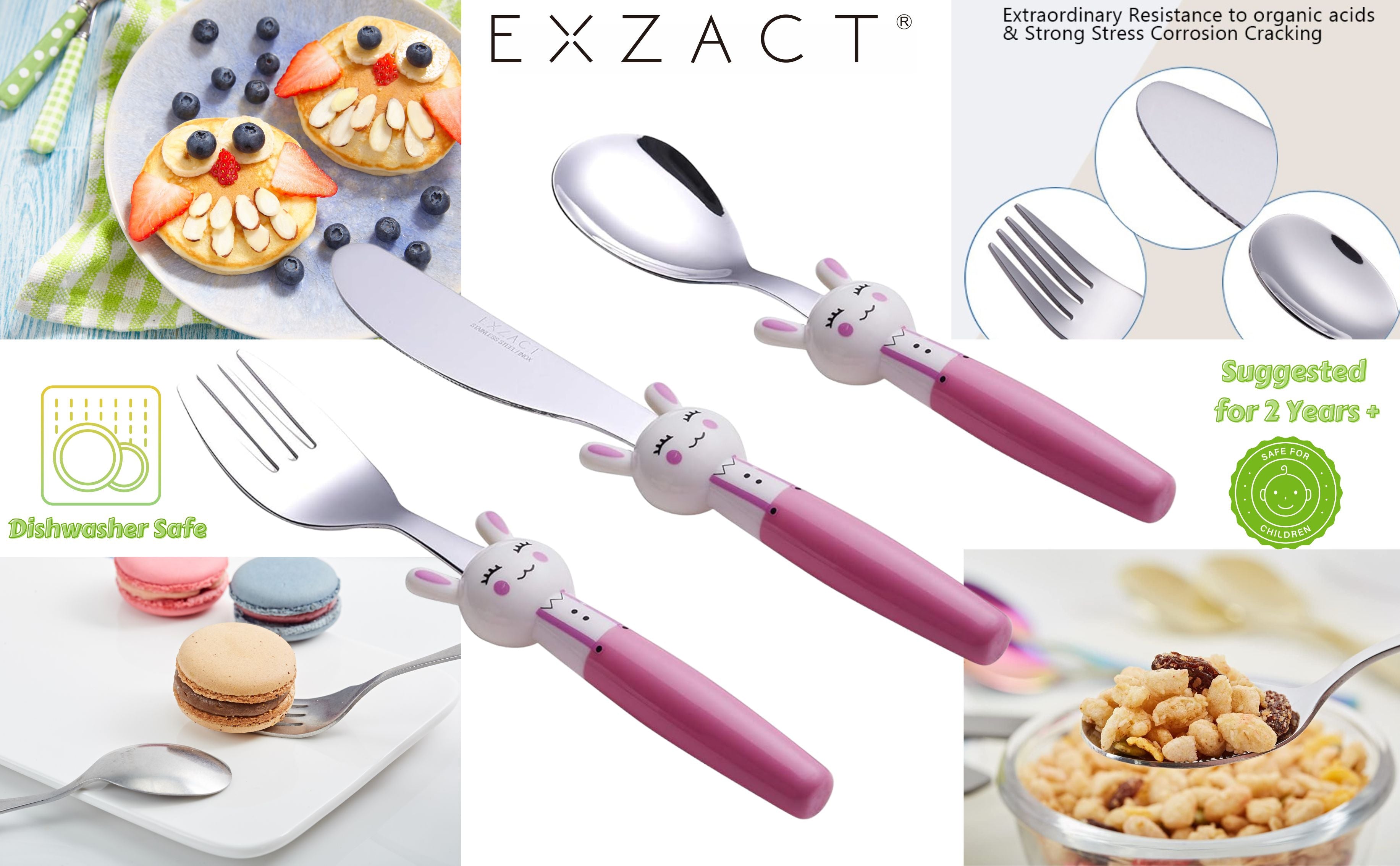 Exzact Children's Cutlery Stainless Steel 6pcs Set/Kids Cutlery (Rabbit x 6)