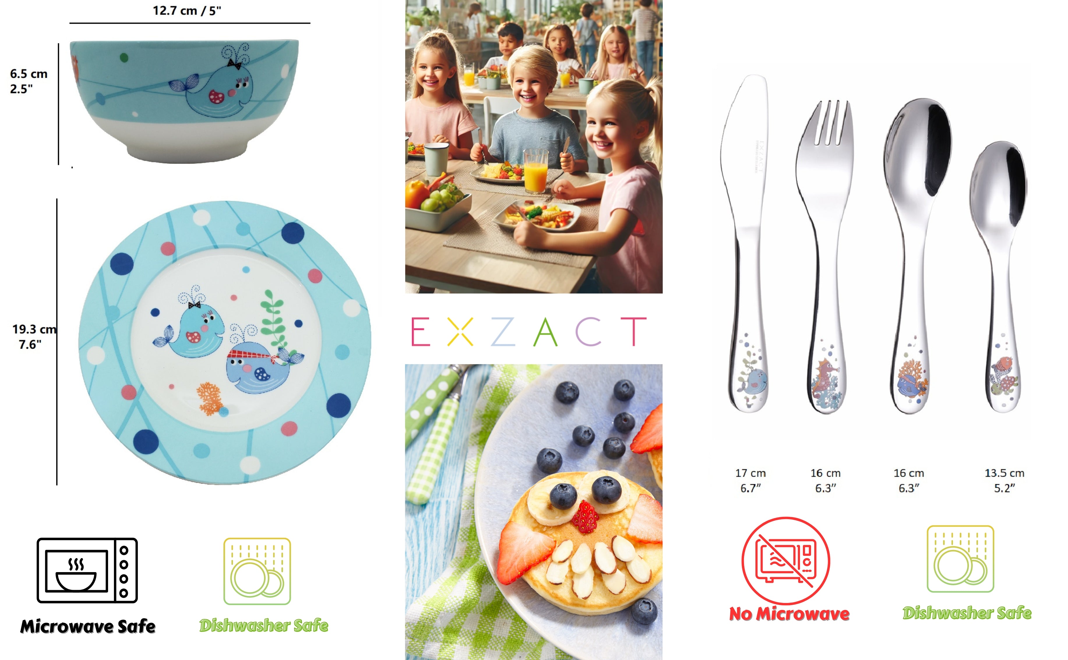EXZACT Children's Dinner Cutlery Gift Set 6 Pieces