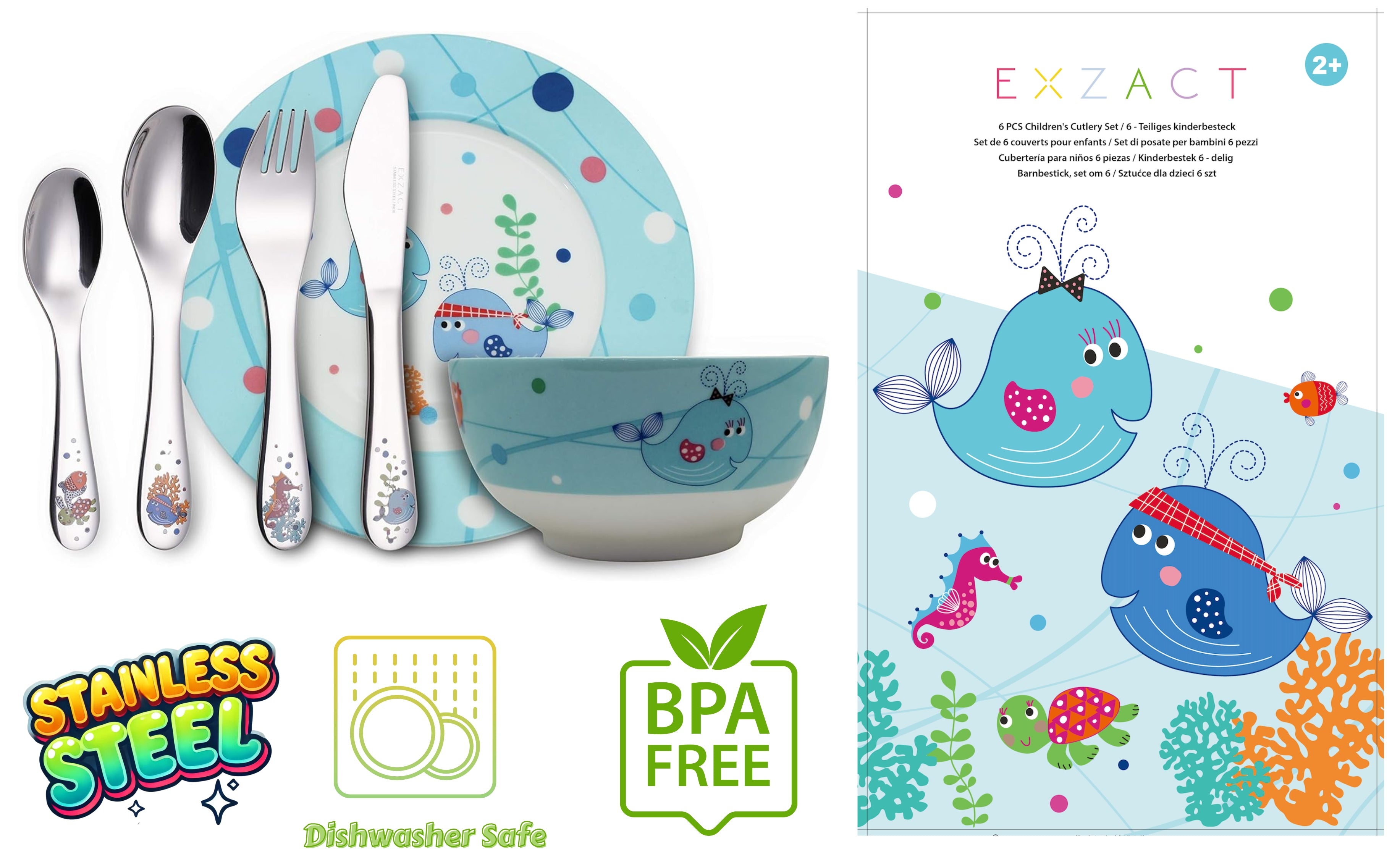 EXZACT Children's Dinner Cutlery Gift Set 6 Pieces