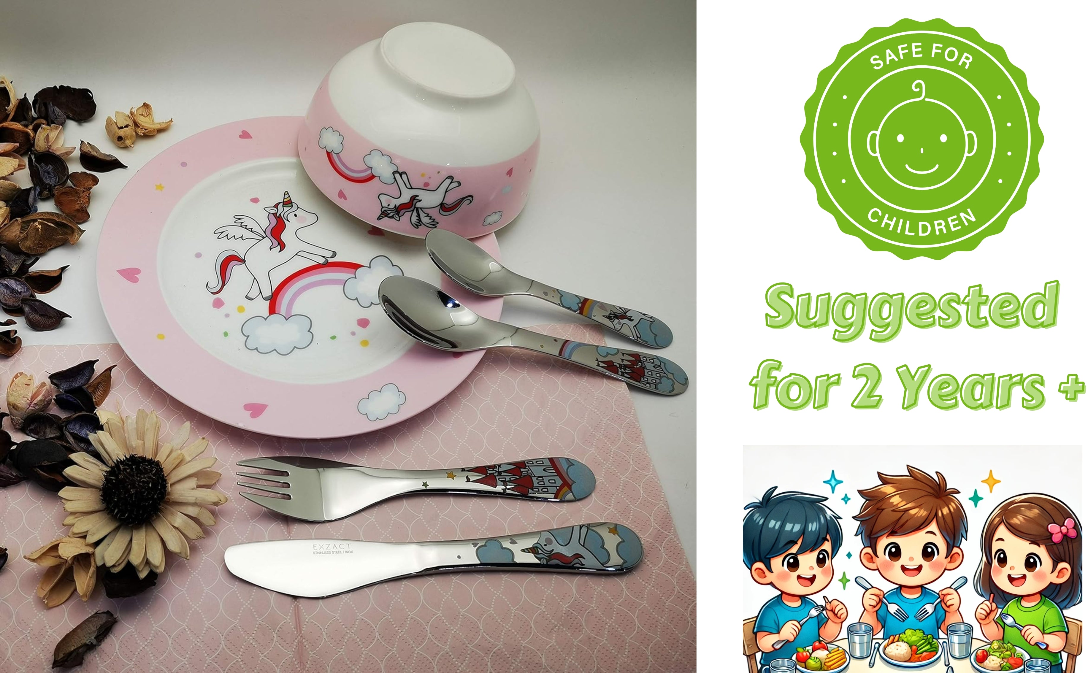 EXZACT Children's Dinner Cutlery Gift Set 6 Pieces