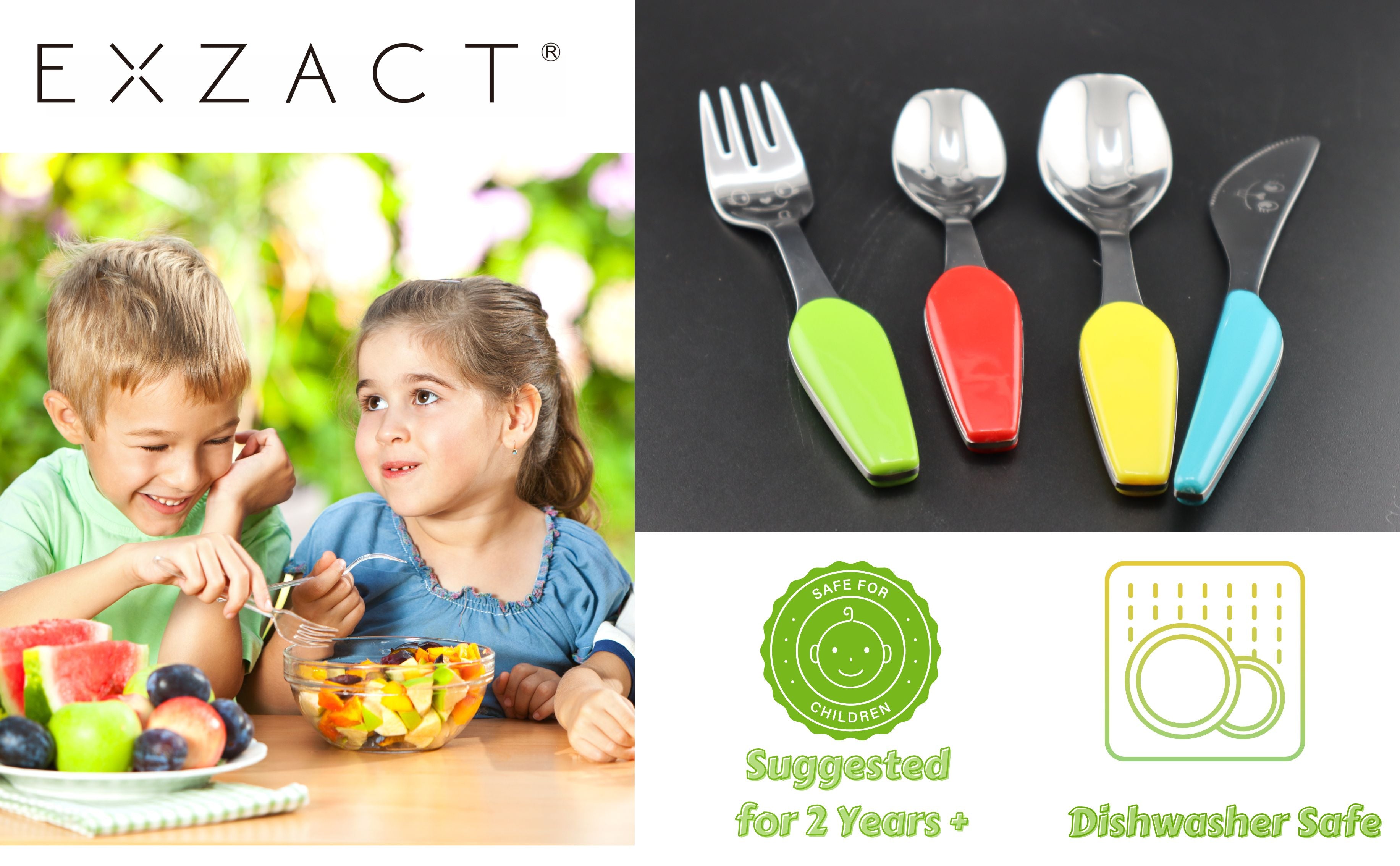 Exzact Childrens Cutlery 4pcs Stainless Steel/Kids Cutlery