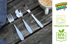 Exzact Children's Cutlery Stainless Steel 6pcs Set - Engraved Dog Cat Bunny Design